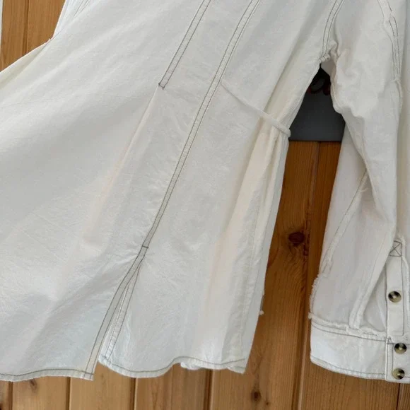 We The Free People Marten Cotton Oxford Top in White Size Small - Picture 13 of 16